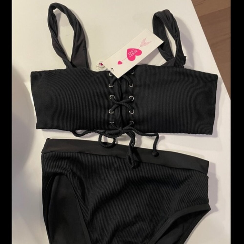 Buddy Love Elegant Black Lace-Up Bikini